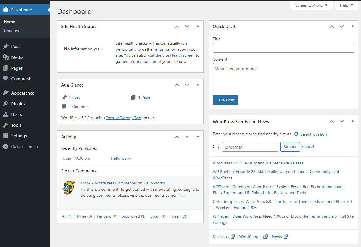 Wordpress Control Panel